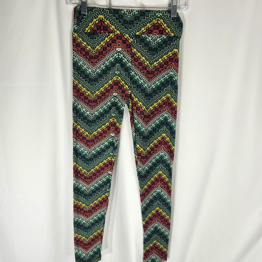 LuLaRoe One Size Multicolored Geometric Print Leggings.